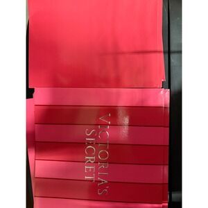 Victorias Secret Signature Pink Stripe Gift Boxes Silver Logo Set of 7‎
